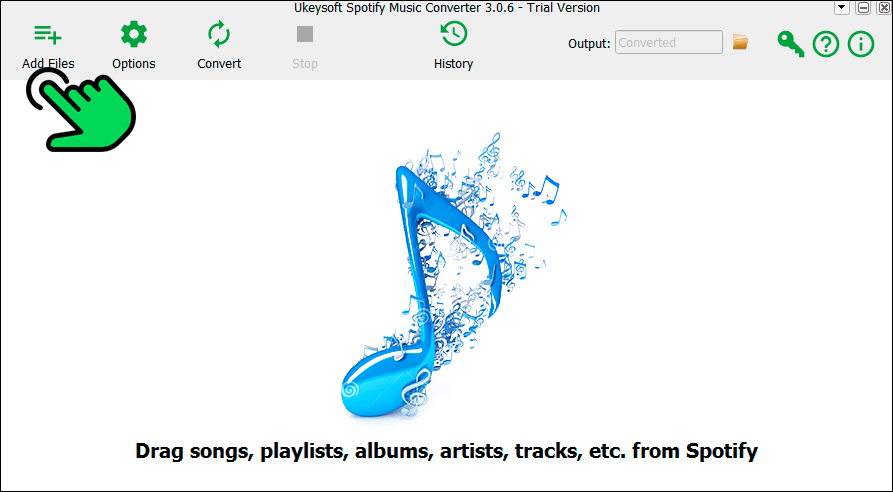 Добавить файлы в UkeySoft Spotify Music Converter 